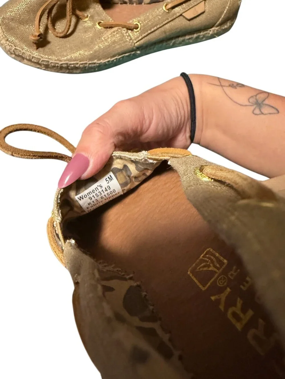 Sperry Casual Espadrille Slip-On Loafers Gold sz 5